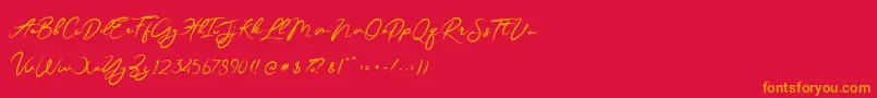 JesterBrush-Schriftart – Orangefarbene Schriften auf rotem Hintergrund