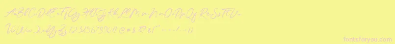 JesterBrush-Schriftart – Rosa Schriften auf gelbem Hintergrund