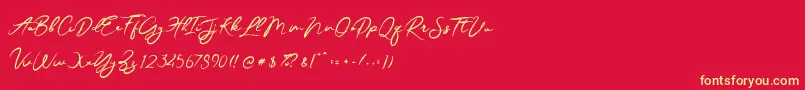 JesterBrush Font – Yellow Fonts on Red Background