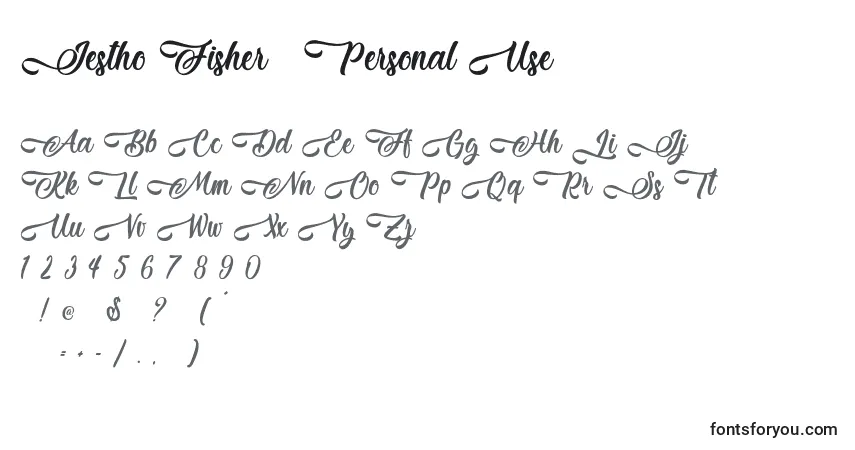 Czcionka Jestho Fisher   Personal Use – alfabet, cyfry, specjalne znaki