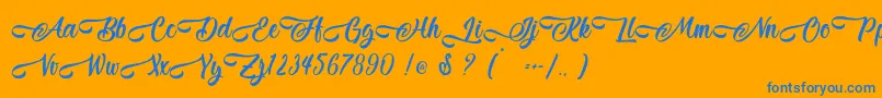 Jestho Fisher   Personal Use-Schriftart – Blaue Schriften auf orangefarbenem Hintergrund