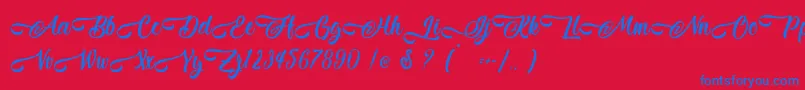 Jestho Fisher   Personal Use Font – Blue Fonts on Red Background