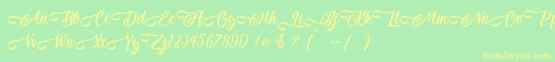 Jestho Fisher   Personal Use Font – Yellow Fonts on Green Background