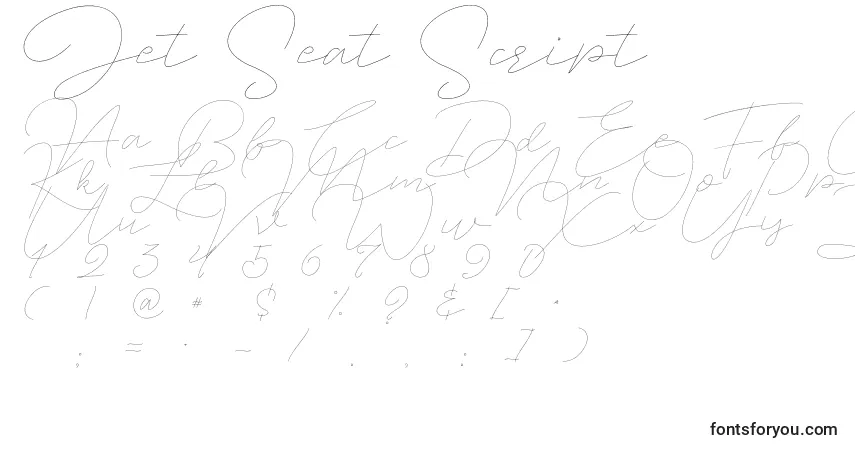 A fonte Jet Seat Script – alfabeto, números, caracteres especiais