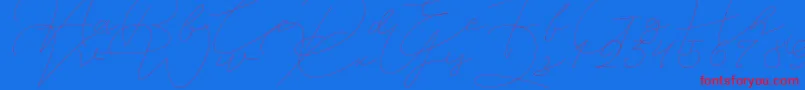 Fonte Jet Seat Script – fontes vermelhas em um fundo azul