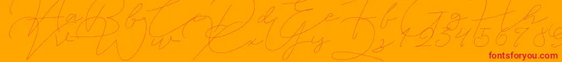 Jet Seat Script Font – Red Fonts on Orange Background