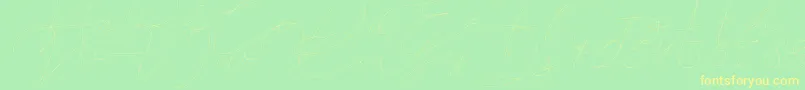 フォントJet Seat Script – 黄色の文字が緑の背景にあります