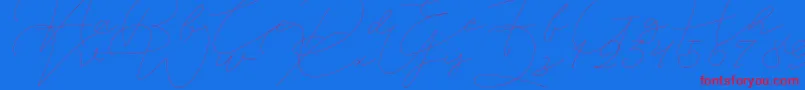 Jet Seat Script-Schriftart – Rote Schriften auf blauem Hintergrund