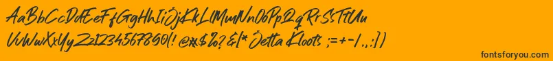 Fonte Jetta Kloots Font – fontes pretas em um fundo laranja