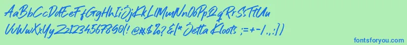 fuente Jetta Kloots Font – Fuentes Azules Sobre Fondo Verde