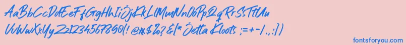 Jetta Kloots Font Font – Blue Fonts on Pink Background