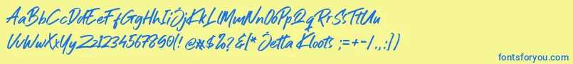 Jetta Kloots Font Font – Blue Fonts on Yellow Background