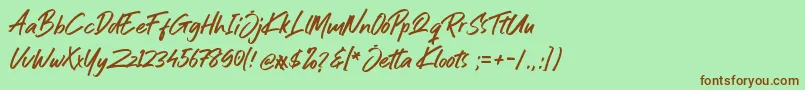 Jetta Kloots Font-Schriftart – Braune Schriften auf grünem Hintergrund