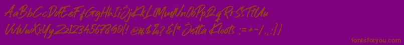 Jetta Kloots Font-Schriftart – Braune Schriften auf violettem Hintergrund