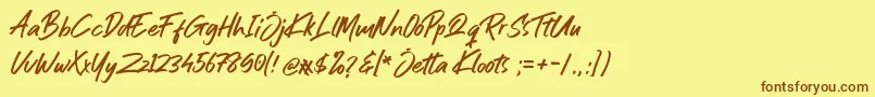 Шрифт Jetta Kloots Font – коричневые шрифты на жёлтом фоне