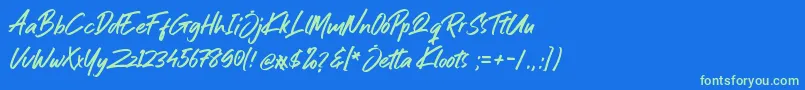 Шрифт Jetta Kloots Font – зелёные шрифты на синем фоне