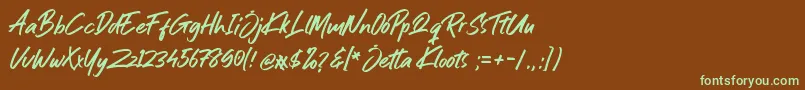 Шрифт Jetta Kloots Font – зелёные шрифты на коричневом фоне