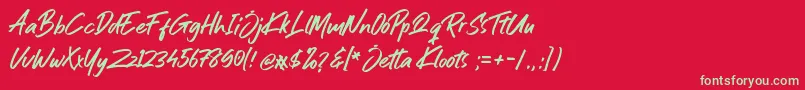 Jetta Kloots Font Font – Green Fonts on Red Background