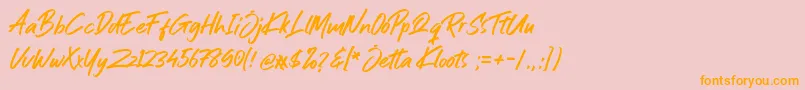 Fonte Jetta Kloots Font – fontes laranjas em um fundo rosa