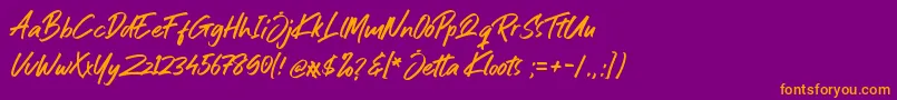 Шрифт Jetta Kloots Font – оранжевые шрифты на фиолетовом фоне