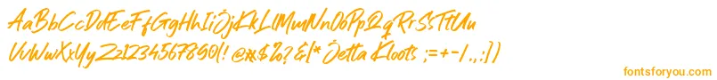 Jetta Kloots Font-Schriftart – Orangefarbene Schriften auf weißem Hintergrund