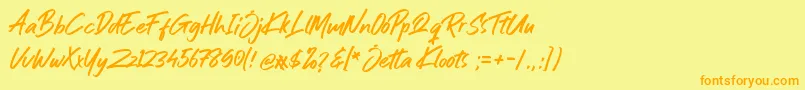 フォントJetta Kloots Font – オレンジの文字が黄色の背景にあります。