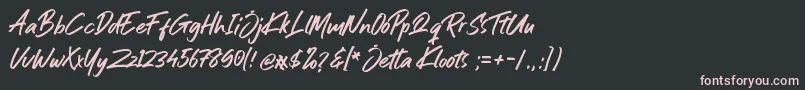 Jetta Kloots Font-Schriftart – Rosa Schriften auf schwarzem Hintergrund