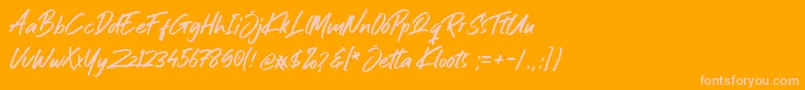 Jetta Kloots Font-Schriftart – Rosa Schriften auf orangefarbenem Hintergrund