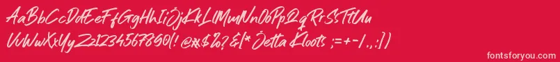 Fonte Jetta Kloots Font – fontes rosa em um fundo vermelho