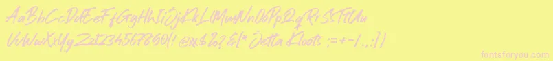 Jetta Kloots Font-Schriftart – Rosa Schriften auf gelbem Hintergrund