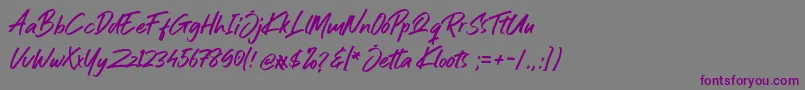 Jetta Kloots Font-fontti – violetit fontit harmaalla taustalla