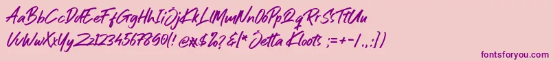 Jetta Kloots Font-Schriftart – Violette Schriften auf rosa Hintergrund