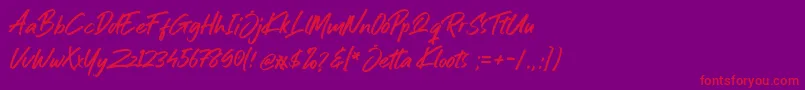 Jetta Kloots Font Font – Red Fonts on Purple Background