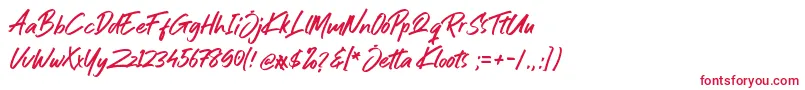 Jetta Kloots Font-Schriftart – Rote Schriften auf weißem Hintergrund