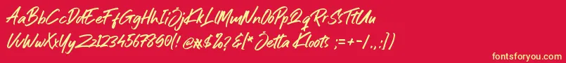 Шрифт Jetta Kloots Font – жёлтые шрифты на красном фоне