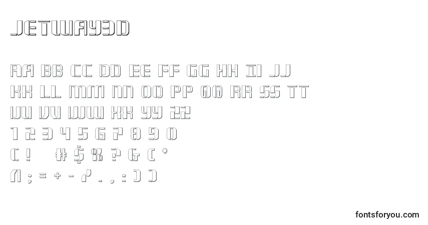 A fonte Jetway3d (130816) – alfabeto, números, caracteres especiais