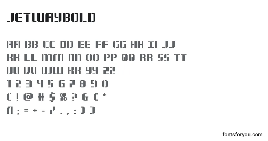A fonte Jetwaybold (130818) – alfabeto, números, caracteres especiais