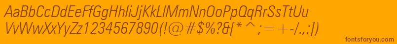 ZurichLightCondensedItalicBt Font – Brown Fonts on Orange Background