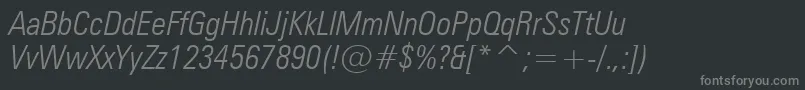 Шрифт ZurichLightCondensedItalicBt – серые шрифты на чёрном фоне