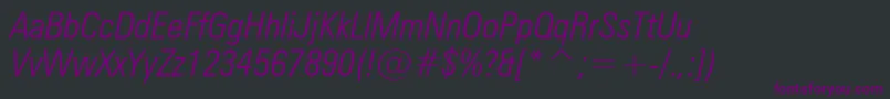 ZurichLightCondensedItalicBt Font – Purple Fonts on Black Background