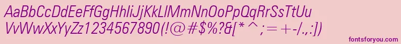 ZurichLightCondensedItalicBt Font – Purple Fonts on Pink Background