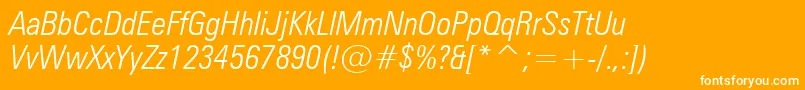 ZurichLightCondensedItalicBt Font – White Fonts on Orange Background