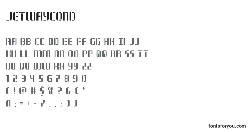 Schriftart Jetwaycond (130820) – Alphabet, Zahlen, spezielle Symbole