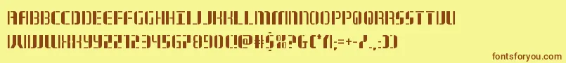 フォントjetwaycond – 茶色の文字が黄色の背景にあります。