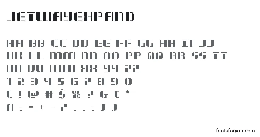 A fonte Jetwayexpand (130822) – alfabeto, números, caracteres especiais