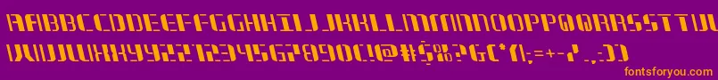 jetwayleft-Schriftart – Orangefarbene Schriften auf violettem Hintergrund