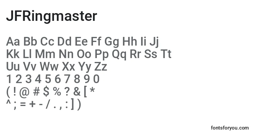 Schriftart JFRingmaster (130828) – Alphabet, Zahlen, spezielle Symbole