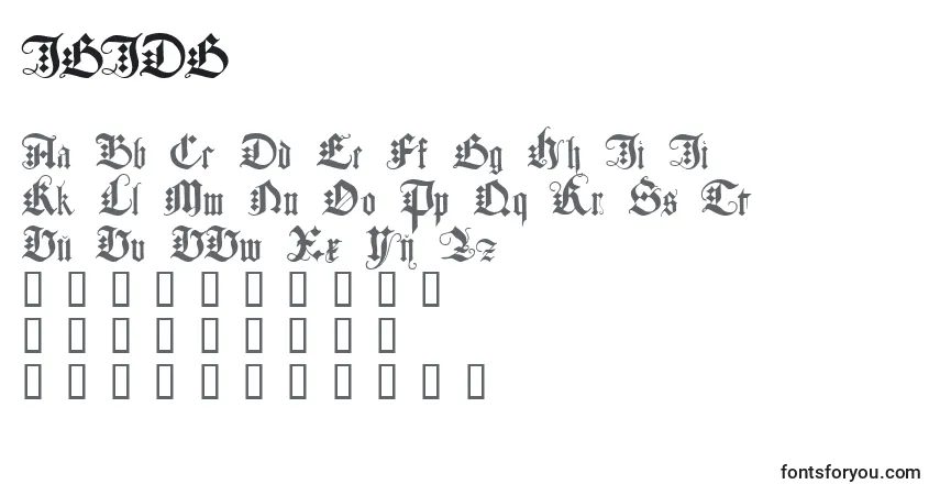 A fonte JGJDG    (130829) – alfabeto, números, caracteres especiais