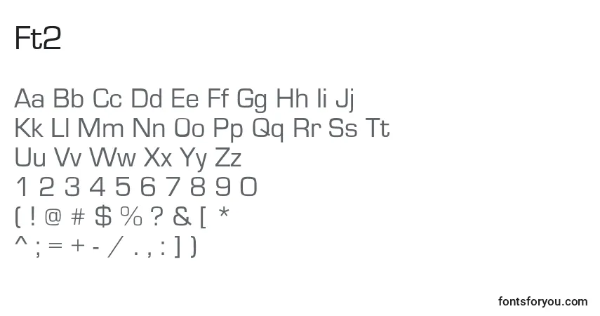 Schriftart Ft2 – Alphabet, Zahlen, spezielle Symbole