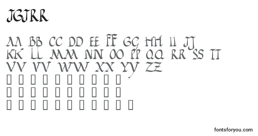 A fonte JGJRR    (130830) – alfabeto, números, caracteres especiais